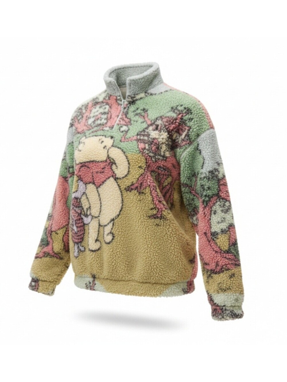 Disney Winnie The Pooh Sherpa Fleece 1/4 Zip Pullover Hundred Acre Wood XS